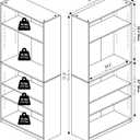 Furinno Jaya Book Shelf Set of 2, 5-Tier Bookshelf, Bookcase, with Adjustable Shelf, 9.5 x 24.5 x 71, for Home Office, Living Room, Espresso
