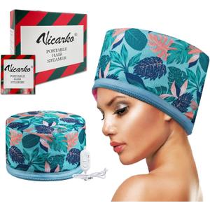 VICARKO Hair Steamer Thermal Heat Cap   Deep Conditioning Natural Black Hair Scalp Treatment Spa Hot Head Care Electric for Home Use (Average, Hawaii Blue)