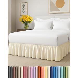 Bedskirt Queen Size Ruffle - 15 inch Drop Dust Ruffle Bed Skirt with Platform - Ultra-Soft, Easy Fit, Premium Hotel Quality - Wrinkle and Fade Resistant - for Women, Men, Kids and Teens - Off White