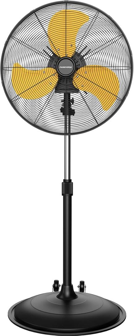 20-Inch High Velocity Pedestal Fan, 5000 CFM Heavy Duty Oscillating Metal Standing Fan with Rolling Casters, 3-Speed Commercial Industrial Fan for Warehouse, Garage & Patio (UL Listed)