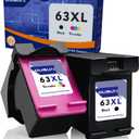 ousun Remanufactured 63XL Black/Tri-Color Inkjet Cartridges (2-Pack) Replacement for HP Ink 63 Works with HP OfficeJet 3830 4650 5255 5258 5200 Envy 4520 4512 DeskJet 1112 3630 3632 3633 Printer