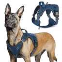 rabbitgoo Tactical Dog Harness for  Dogs, No Pull Military Service Vest with Handle & Molle, Easy Control for Training Walking, Adjustable Reflective Straps, Blue, Large