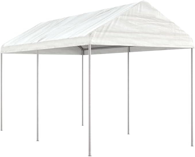 White Outdoor Gazebo Tent with UV-Resistant Polyethylene Roof, 4.46x2.28x2.69m Camping Canopy for Backyard Events & Garden Parties