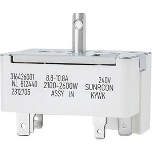 316436001 316021501 Range Infinite Switch for The Large Surface Burner Control Switch, Compatible with Frigidaire, Kenmore Stove, Replaces Parts: 5304506425 1155395, AP3885460, PS1145040, EAP1145040