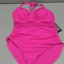 BMJL Women's One Piece Swimsuits Tummy Control Bathing Suit Slimming Sexy Mesh Swimwear (Large, Hot Pink043)