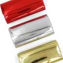 Silver Metallic Purse Flap Dazzling Small Clutch Bag Evening Bag With Detachable Chain