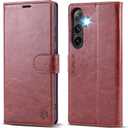 FLIPALM Wallet Case for Samsung Galaxy S25 5G, RFID Blocking Credit Card Holder, PU Leather Folio Flip Kickstand Protective Shockproof Cover for Galaxy S25 (Brown)