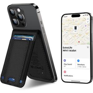 ExtreLife for Magsafe Wallet, Works with Apple Find My, 8-Card Holder, Adjustable Stand, Magnetic Wallet for iPhone 16/15/14 Pro Max/14 Pro/14/14 Plus/13/12 Series, RFID Blocking, Carbon Fiber