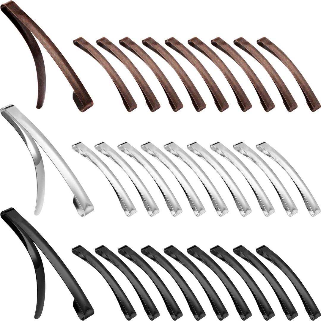 Hotop 30 Pieces Open Center Metal Barrettes Anti-slip Metal Hair Clip for Women, Assorted Colors(Slide Barrette,Black, Silver, Brown)