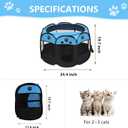 Cat Dog Playpen, Puppy Pet Playpen Indoor for Small Dog Crate Tent Cage Outdoor, Portable Pop Up Dogs Enclosure Kennel with Carrying Case for Dogs/Cats/Rabbits Blue.