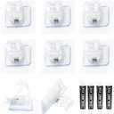 8 Packs Adhesive Hooks No Drilling Curtain Rod Holders Heavy Duty Hold 44lb,4 Pcs Nail Free Glues Sticky Rod Brackets for Bathroom Kitchen Outdoor Recreation Vehicle, Clear