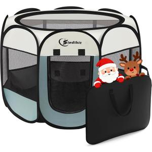 Dog Cat Playpen, Puppy Pet Playpen Indoor for Small Dog Crate Tent Cage Outdoor, Portable Pop Up Dogs Enclosure Kennel with Carrying Case for Dogs/Cats/Rabbits(Grey, Small