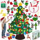 Felt Christmas Tree for Toddlers, Green Monster Christmas Decorations,52 Ornaments Kids Gifts Party Supplies,Stitched Edges,Party Favors & Gift Box(3.5ft)
