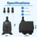 Knifel Submersible Pump 660GPH with AUTO-Shut-Off 8.2ft High Lift for Fountains, Hydroponics, Ponds, Aquariums & More