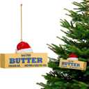 Christmas Butter Ornament Christmas Food Tree Ornaments Food Gifts Resin Funny Hanging for Tree, 4 x 2.4 x 1.2 Inches