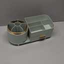 Zufudo Makeup Organizer Countertop with Drawer 360 Rotating Brush Holder Storage Large Capacity Skincare Cosmetic Display Cases for Vanity Bathroom Desktop, Model 3016 Green