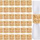 Hsei 36 Pcs Christmas Farmhouse Napkin Rings Bulk Boho Rattan Napkins Rings Handmade Natural Napkin Ring Holders by Water Hyacinth Xmas Table Decor for Wedding Gatherings Party Supplies