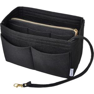 Vercord Felt Organizer Insert For Purse Handbag Tote Bag In Bag Inside Shaper Divider Neo Black Xlarge