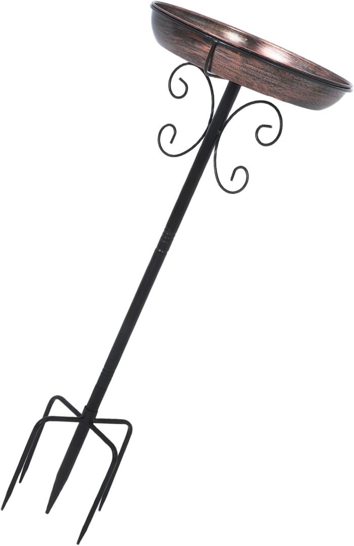 Yardwe Vintage Metal Feeder with Iron Stake Elegant Outdoor Garden Decor Dual Functionality for Birds Weather Resistant Easy Installation for Lawn