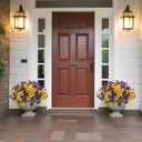 Rowfad 18 Pcs Artificial Fake Pansy Flowers for Outdoor, Faux UV Resistant Silk Pansies Flowers for Outside Planter Front Door Porch Yard Patio Window Box Home Decor (18, Yellow,Purple)
