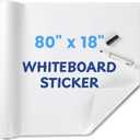 Dry Erase Sticker for Wall, 80" x 18" No Ghosting Peel and Stick White Board Roll, Stain-Proof Self-Adhesive Whiteboard Paper for Home, Office, Classroom