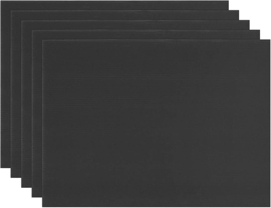 5-Pack Corrugated Plastic Sheets, 8 Inch x 12 Inch Waterproof Blank Corrugated Poster Board Yard Signs for Garage Sale/Office/Classroom/Party/Lawn Sign Road [3mm Thick, Black]