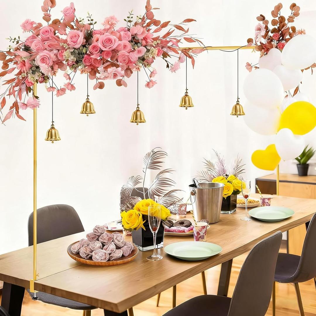 Over The Table Rod Stand with Clamps Adjustable 33"- 98'' Length 33"- 47" Height, Metal Table Balloon Arch Stand for Birthday Wedding Baby Shower Anniversary Christmas Garden Arbors