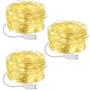 Macarrie 3 Pcs Warm White Fairy Lights USB Powered 16 ft 50 LED String Lights Plug in for Indoor Outdoor Bedroom DIY Party Wedding Home Festival Tree Garden Xmas Decoration
