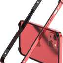 Bumper Protection Designed for iPhone 13 Pro Case,Alloy Aluminum Metal Frame & Soft Inner Bumper,Minimalist Raised Edge Shock Absorption,Inlays Easy Fit Shockproof Cover,Red