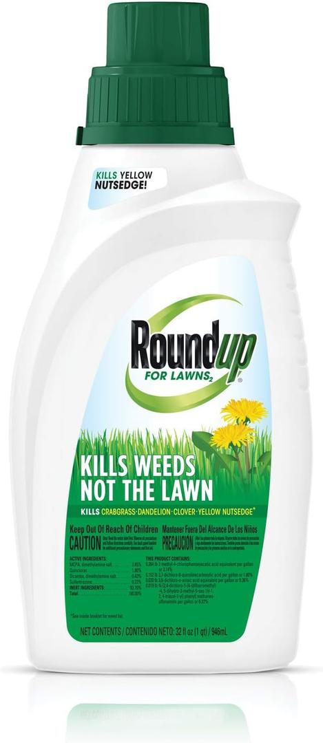 Roundup For Lawns2 Concentrate (Northern) - 32 oz., Lawn Safe Weed Killer For Northern Lawns, Kills Crabgrass, Dandelion, Clover & Yellow Nutsedge, Starts Working Immediately, 5008710