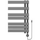 P&Bhusri Electric Towel Dryer, Heated Towel Rack with Touch Panel, H31.5 x W19.69 Plug-in, Flat 8 Bar Towel Warmer, 6 Level Heating & 4 Modes Timer, Matte Black, M205-800X500RTB