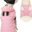 Vecomfy Fleece Lining Dog Hoodie with Harness Built in,Extra Warm Small Dog Jacket in Winter Puppy Coats with Drawstring Hooded,Light Pink S