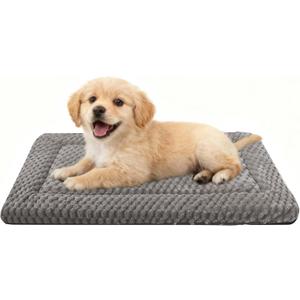 Dog Bed Crate Mat, Soft Durable Washable Anti-Slip Kennel Pad for Dogs & Cats, Reversible (Light Gray, S(24"*18"*1.5"))