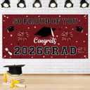 3 x Graduation Decorations 2026 Maroon Graduation Banner 66.1" x 33.8" Graduation Backdrop Congrats Grad Banner for Outdoor Indoor High School College Class of 2026 Graduation Party Decorations