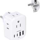Type E F Plug Adapter, HANYCONY Germany France Travel Plug Adapter with 4 Outlets 4 USB Ports(2 USB C), European Power Adapter for US to Europe EU Spain Iceland Korea Greece Norway Russia German