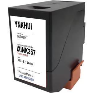 INKFEI Compatible IXINK357 Quadient Neopost Ink Cartridge, IXINK357 Fluorescent Red Printer Ink Cartridge for IX3 IX5 & IX7 Mailing System & Postage Meter (1 Pack, Standard Capacity)
