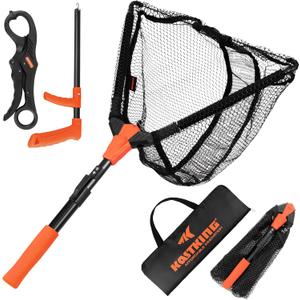 KastKing Pontus Fishing Net, Foldable & Lightweight Landing Net with Built in Length Scale, Strength Aluminum Handle, Fishing Gear and Gift for Men