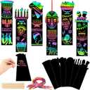 AUGSUN 96Pcs Kwanzaa Crafts, Magic Rainbow Scratch Paper Art Bookmarks Kwanzaa Gifts Activities DIY Craft Kit Party Favors