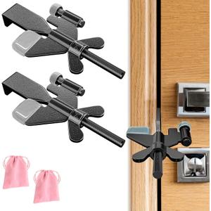 2 Pack Adjustable Portable Door Lock, Hotel Door Locks for Travelers Security, Prevent Unauthorized Entry, Door Stoppers Security for Travel Bedrooms Apartment Airbnb Dorm, with Silicone Caps