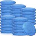 Tanlade 50 Pcs Car Detailing Microfiber Applicator Pad Wax Applicator Wash Microfiber Pads, 5 Inch Diameter (Blue)