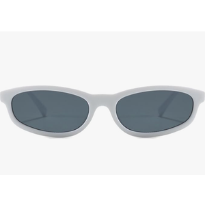 Kursan Oval Sunglasses for Women Men Fashion 90s Style Small Narrow Face Sun Glasses (White/Grey)