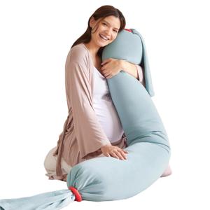bbhugme Adjustable Pregnancy Pillow  Full Body Support for Side Sleeping - Adjustable Firmness and Shape - Supports Back, Legs, Belly, HIPS for Pregnant Women - Removable Cover - Eucalyptus (Eucalyptus)