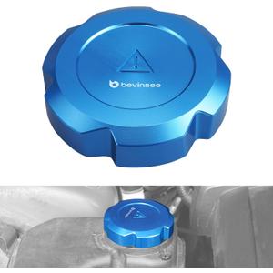 Bevinsee Coolant Reservoir Cap Radiator Expansion Tank Cap Compatible with E87 E88 E90 E91 E92 E93 F30 X1 X3 X5 Z4 320i 328i 325i 330i, Replacement for 17117639020 17117521071 Billet Aluminum Blue