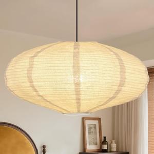 20X10inch Large Hanging Beige Lamp Shade Round Linen Pendant Lamp Shade Minimalist Can replace Hanging Lampshade Paper Lanterns Handmade Fabric Linen Lantern Lights Covers for Living Room Bedrooms