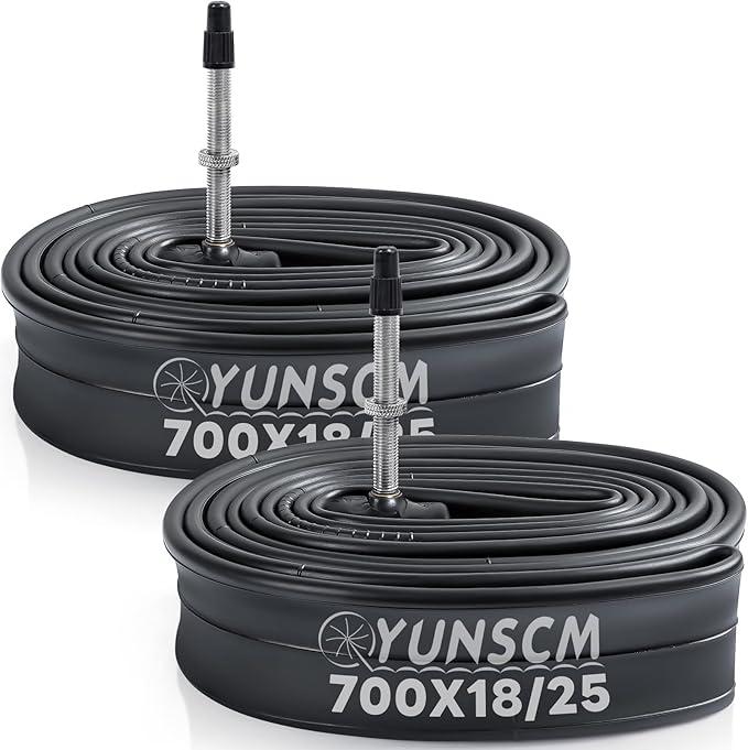 YUNSCM 2-PCS 700C Bike Tubes 700x18C/23C/25C 48mm/60mm Presta Valve 18/25-622 700C Bicycle Inner Tubes Compatible with 700x18C 700x23C 700x25C Bike Bicycle Tire Tubes with Levers