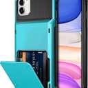 Vofolen Case for iPhone 11 Case Wallet 4-Card Holder ID Slot Flip Door Hidden Pocket Anti-Scratch Dual Layer Hybrid TPU Bumper Armor Protective Hard Shell Back Cover for iPhone 11 6.1 inch Sky Blue