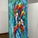 Yotree Wall Art, 24x48 Inch Paintings Oil Hand Painting Colors Fishes Painting 3D Hand-Painted On Canvas Abstract Artwork Art Wood Inside Framed Hanging Wall Decoration Abstract Painting