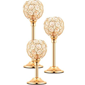 3 Pcs Crystal Candle Holder 3 Sizes Candle Holders for Wedding Table Centerpiece, Table Decor, Candlestick Holder for Fireplace Candelabra, Home Living Room Decor