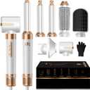 Blow Dryer Brush 7 in ONEAutowrap Curling Wand, 110,000 RPM High-Speed Negative Ionic Hair Dryer with Diffuser Concentrator, Round Brush Blow Dryer Air Styler, Volumizing Hair Styling Tools (White Gold)