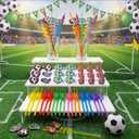 Domensi 24 Pack Soccer Party Straws with Toppers for Sports Party Favors, Soccer Ball Themed Decorations, Fun Reusable Cute Silly Football Themed Plastic Straws for Game Day, 10.6 in / 27 cm long